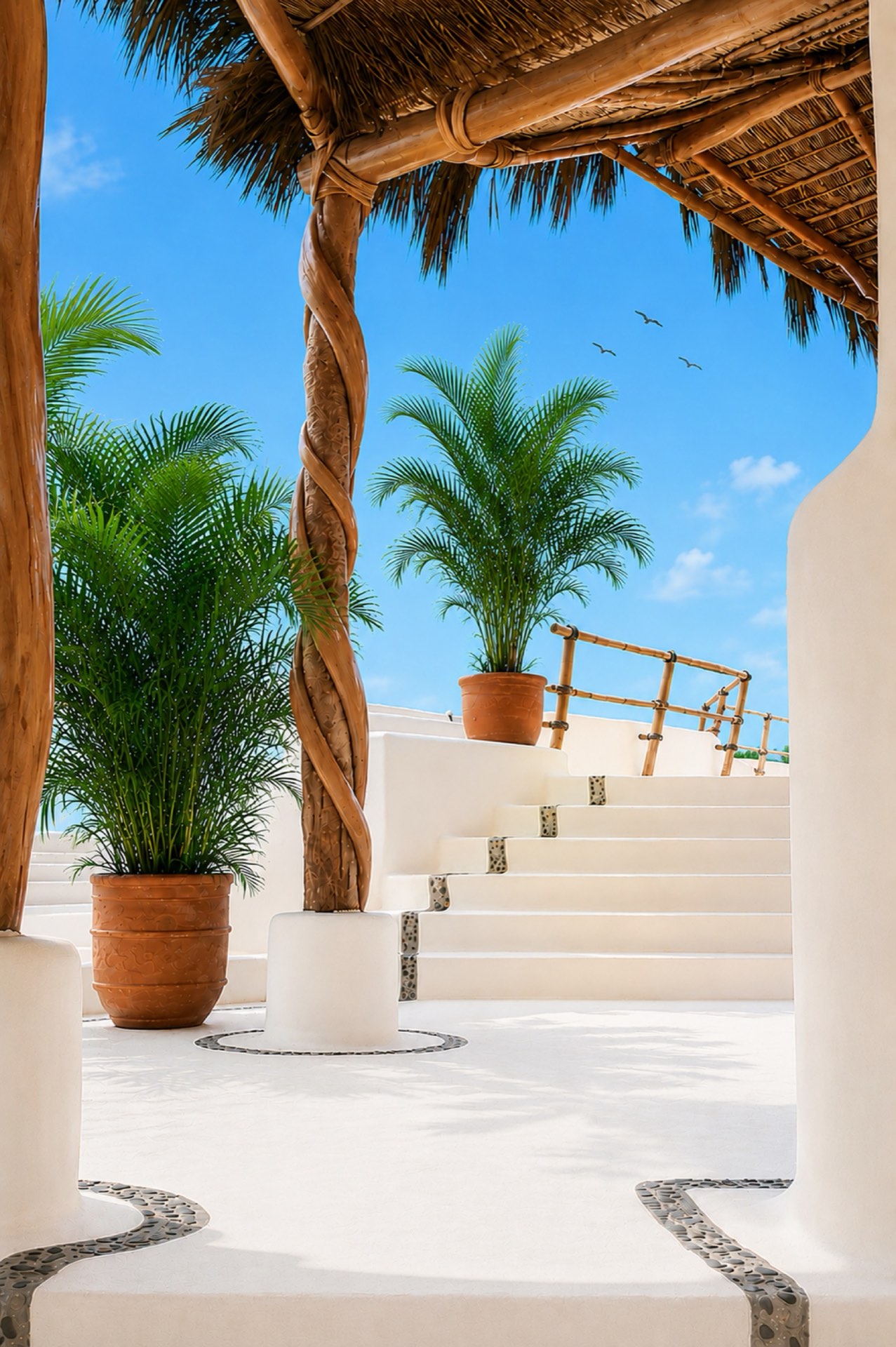 The rooftop palapa